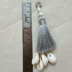 Silver Pearl Cowrie Shell Tassel Latkan – 10 Pcs