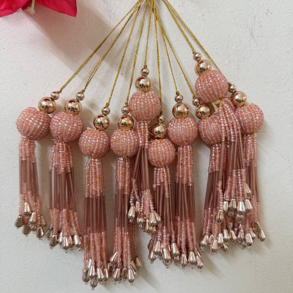 Blush Pink Beaded Ball Tassels