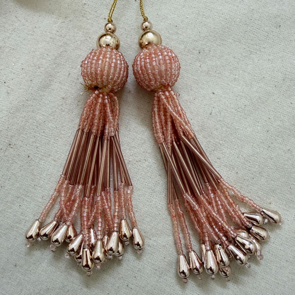 Blush Pink Beaded Ball Tassels