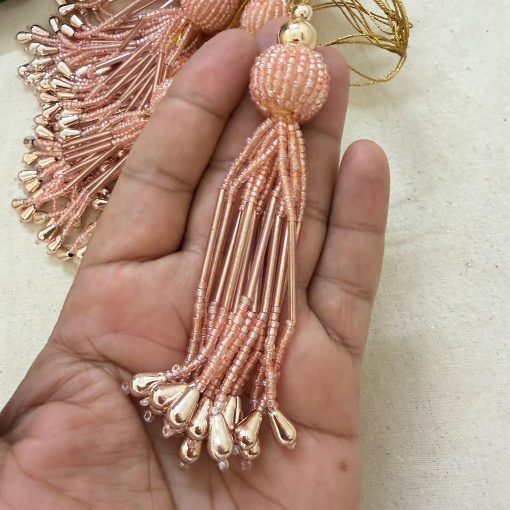 Blush Pink Beaded Ball Tassels