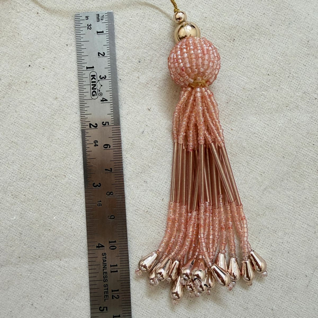 Blush Pink Beaded Ball Tassels