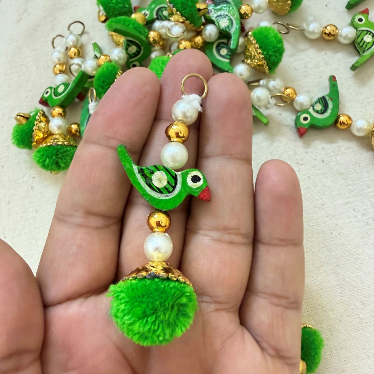 Green Parrot Pom Pom Tassel Latkan