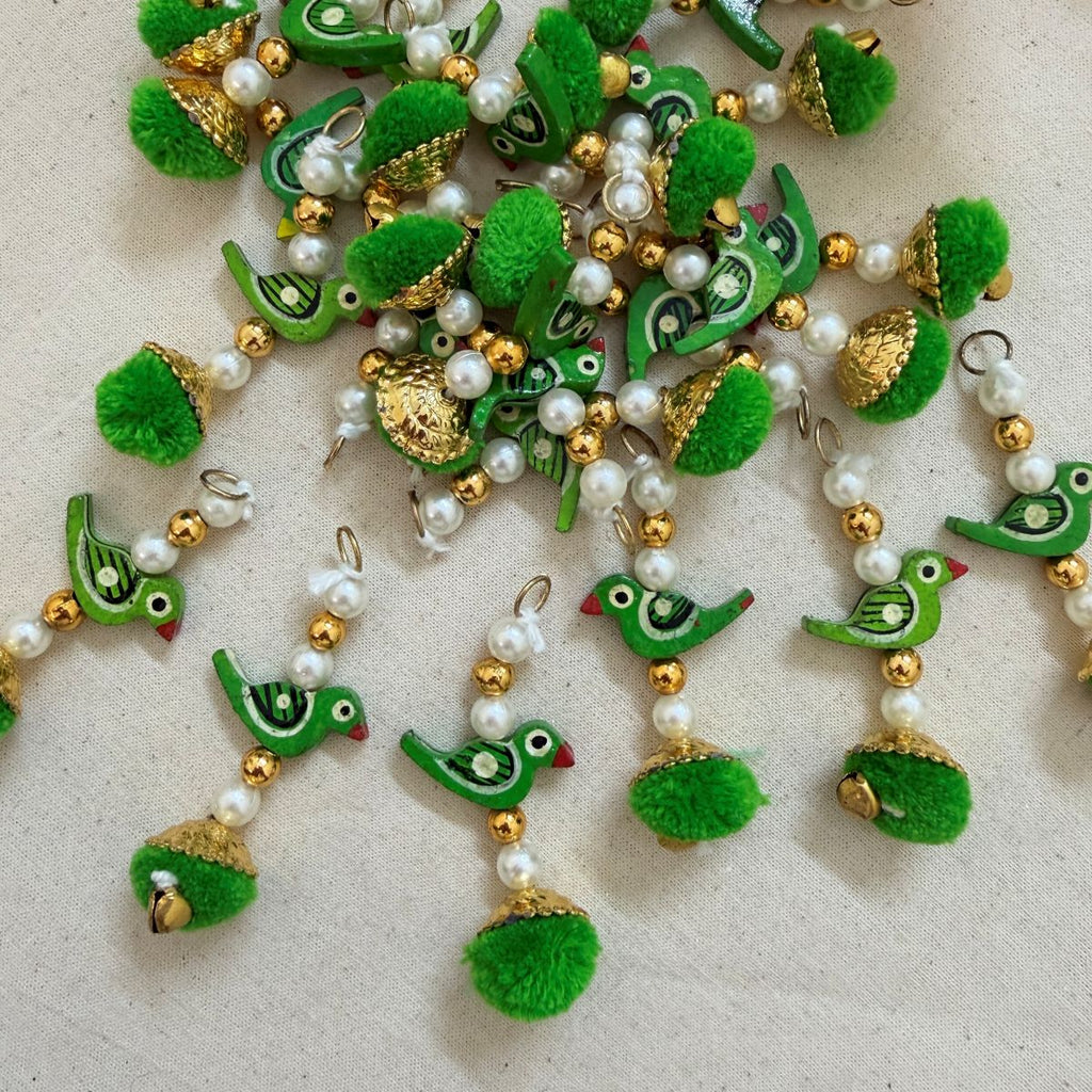 Green Parrot Pom Pom Tassel Latkan