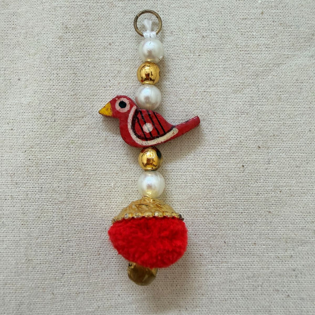 Red Bird Pom Pom Tassel Latkan - 10 Pcs