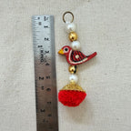 Red Bird Pom Pom Tassel Latkan - 10 Pcs