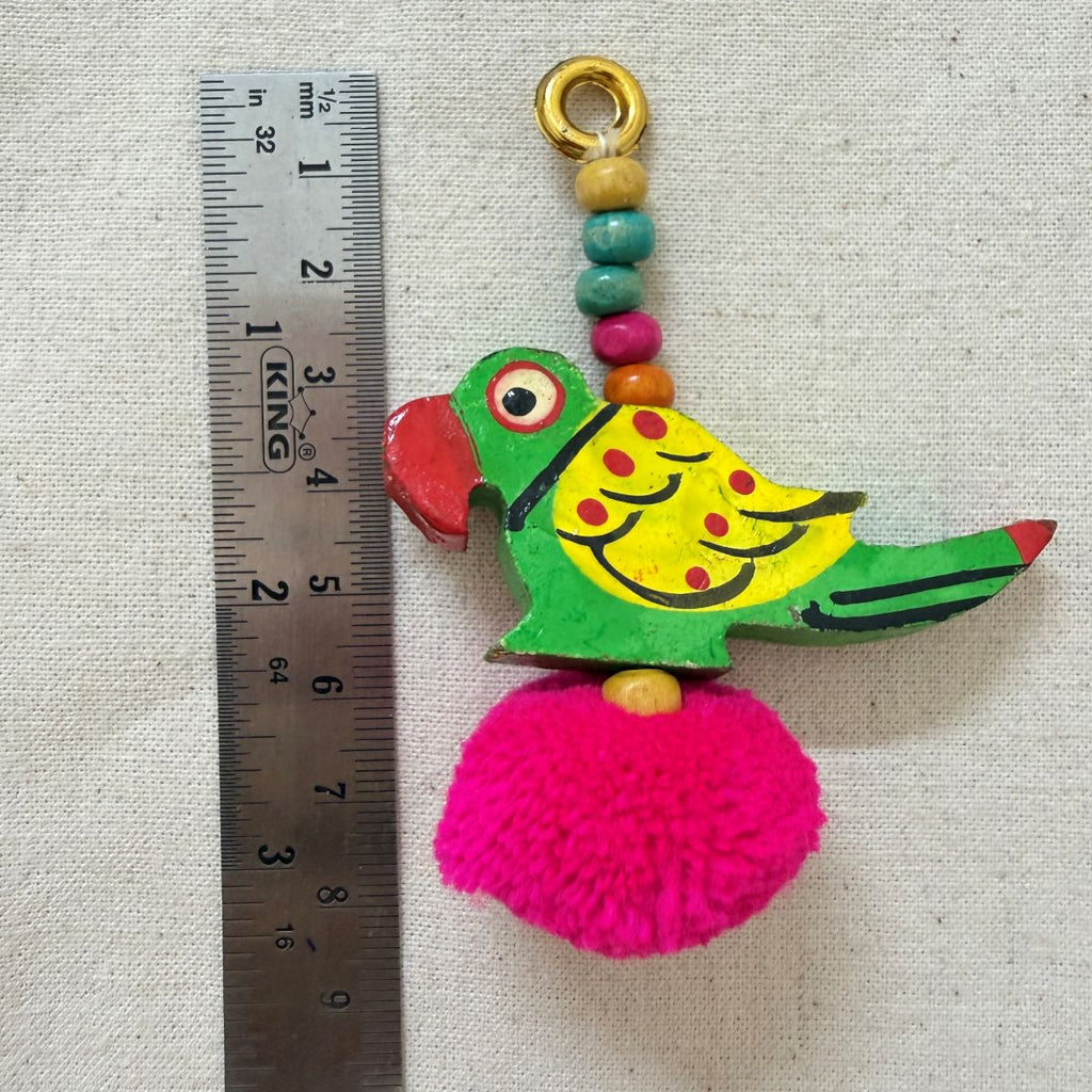 Handcrafted Wooden Parrot Charm - 1 Pair