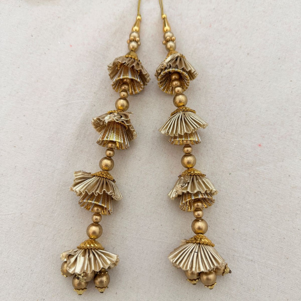 Gold Jhumka Tassel Latkans – Layered Bell Danglers