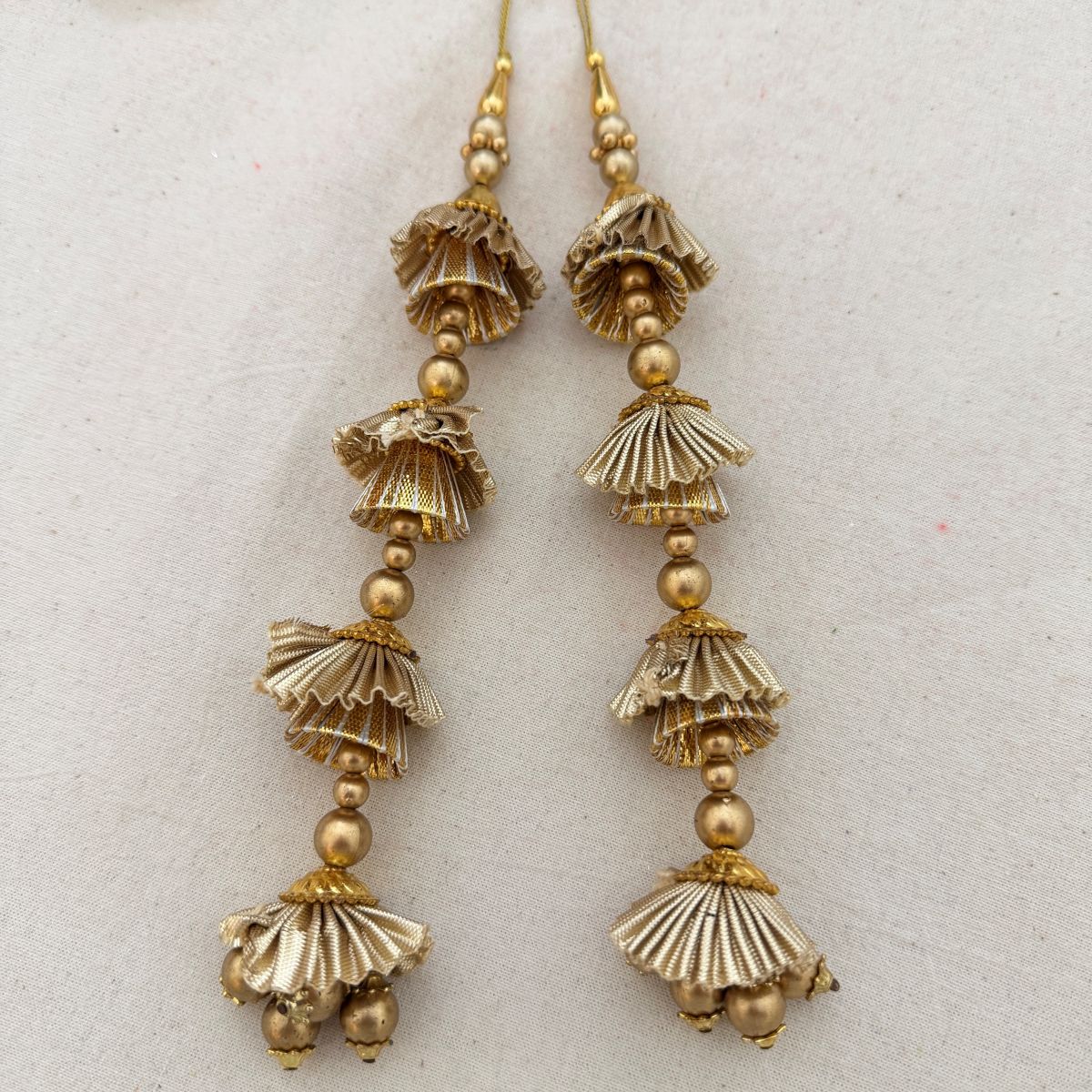 Gold Jhumka Tassel Latkans – Layered Bell Danglers