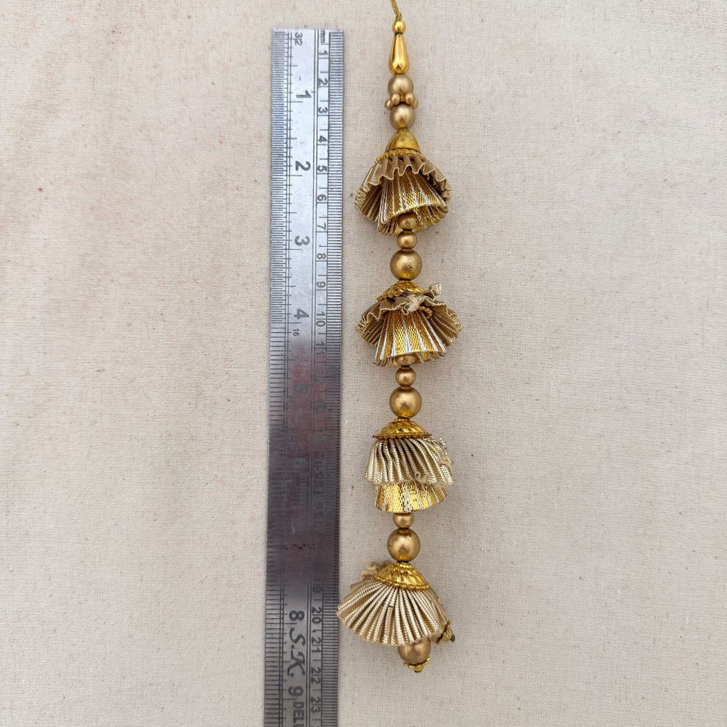 Gold Jhumka Tassel Latkans – Layered Bell Danglers