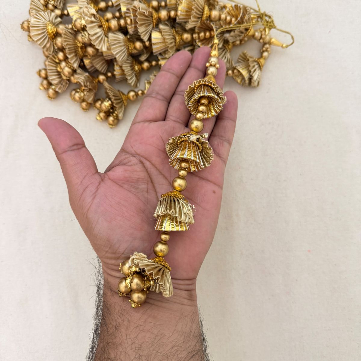 Gold Jhumka Tassel Latkans – Layered Bell Danglers