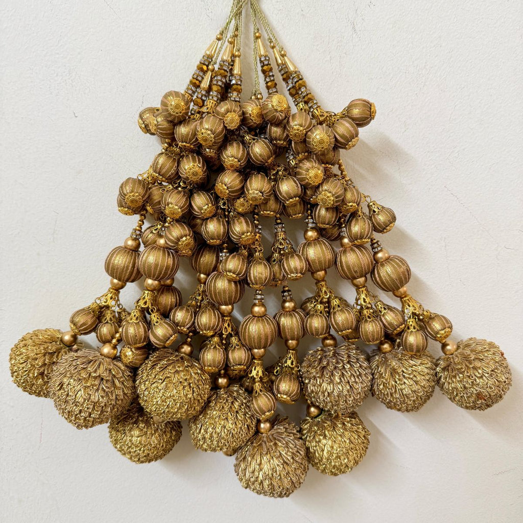 Gold Zari Tassel Latkan with Gota Balls
