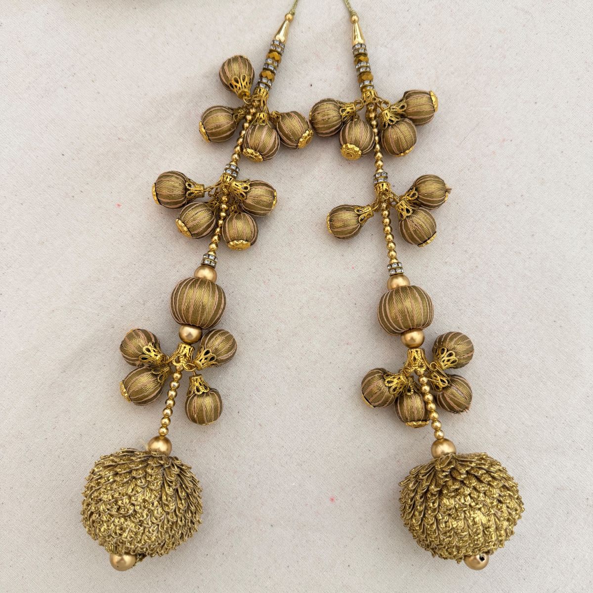 Gold Zari Tassel Latkan with Gota Balls