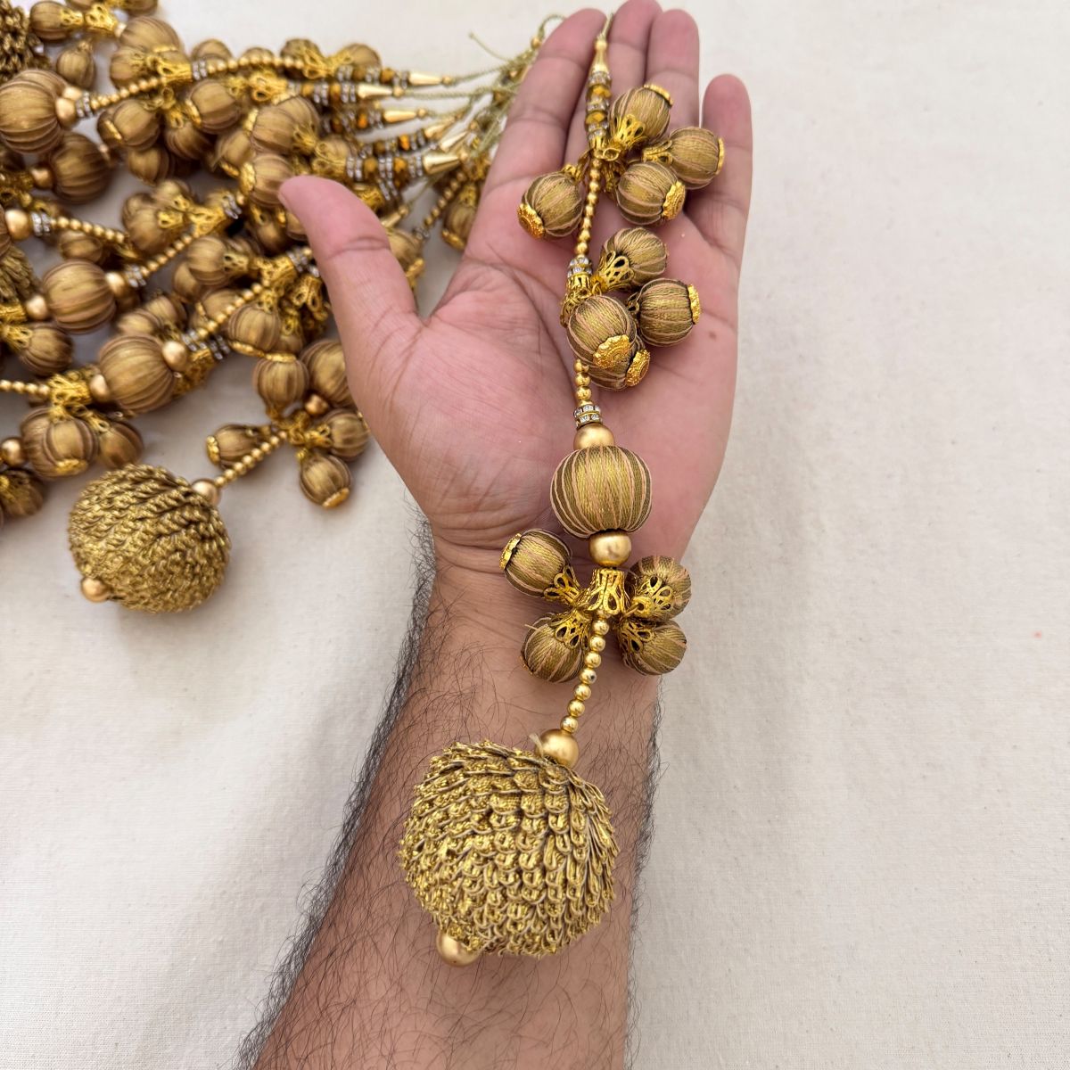 Gold Zari Tassel Latkan with Gota Balls
