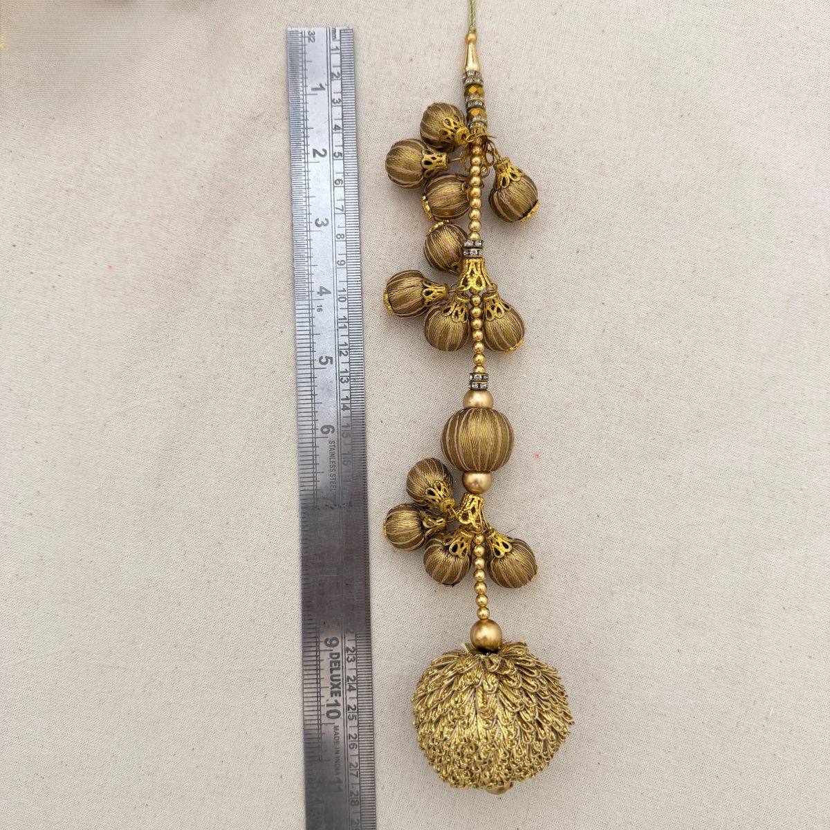 Gold Zari Tassel Latkan with Gota Balls