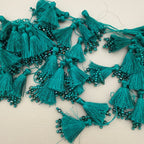 Silk thread tassel latkans with pearl and crystal bead cluster tips