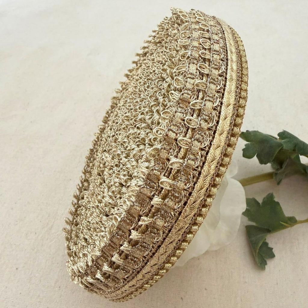 Gold Metallic Lace Trim with Loop Edge — 9 Yard Roll