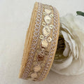 Beige Fabric Gold Foil Sequin Lace Trim – 9 Yards Roll