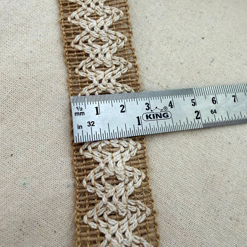 Natural Jute Ribbon with White Lace Trim – Burlap Craft Ribbon
