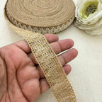 Natural Jute Ribbon with White Lace Trim – Burlap Craft Ribbon