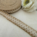 Natural Jute Ribbon with White Lace Trim – Burlap Craft Ribbon