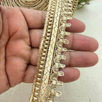 Gold Metallic Lace Trim with Loop Edge — 9 Yard Roll