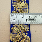 Royal Blue Gold Zari Embroidered Lace Trim