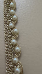 Gold Zari Scalloped Lace with Pearl Edging - 9 Yard Roll
