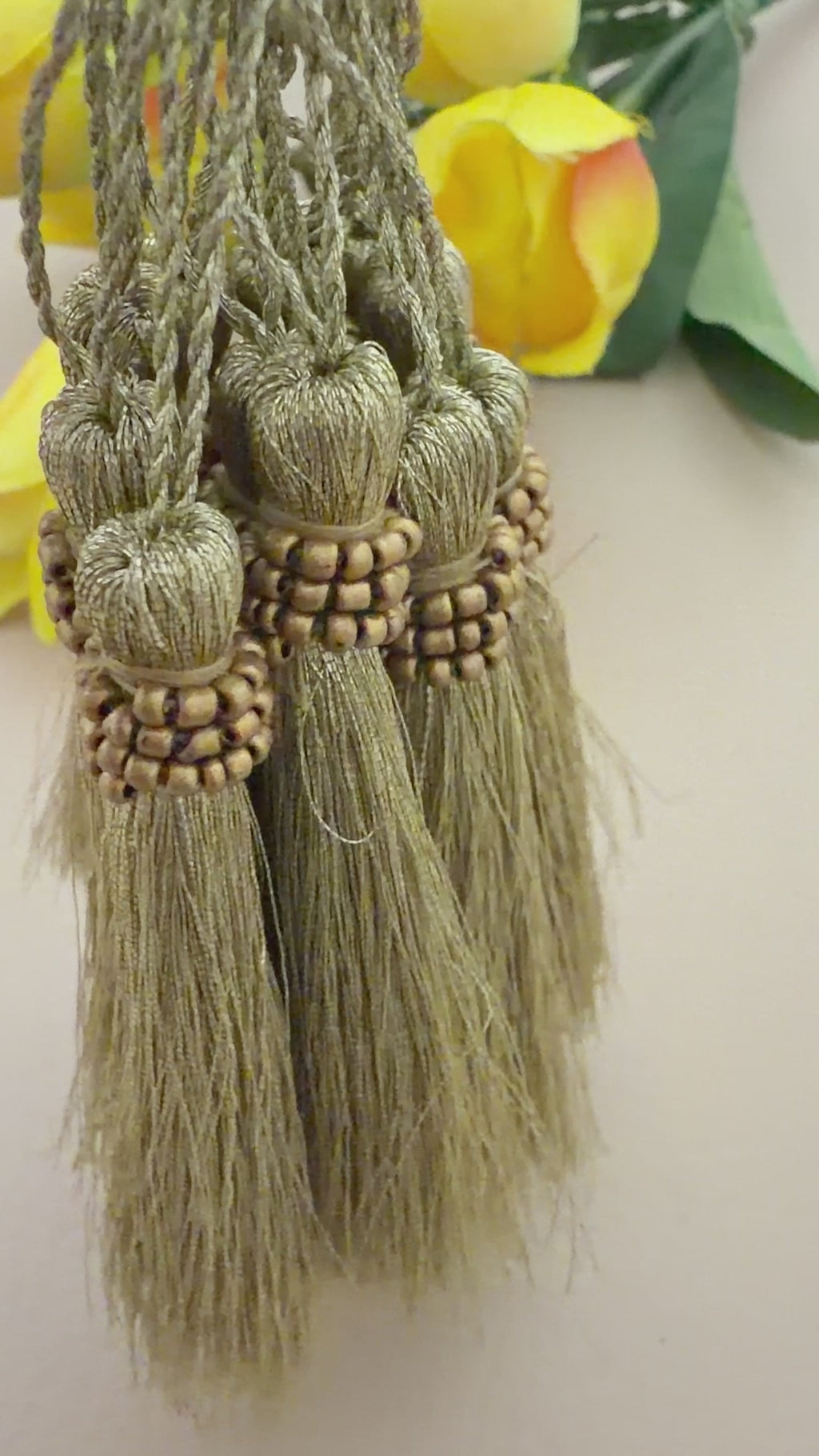 Antique Gold Rondelle Bead Ring Tassel Latkan | Pack of 10