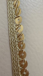 Gold Sequin Braided Lace Trim – Flat Disc Sequin on Zari Cord Border | 9 Yards