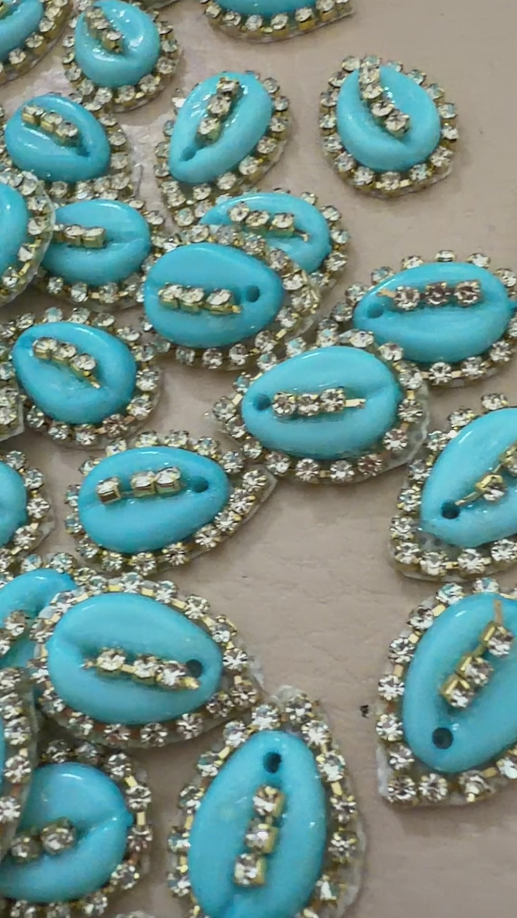Turquoise Cowrie Shell Rhinestone Embellishment - Set of 25