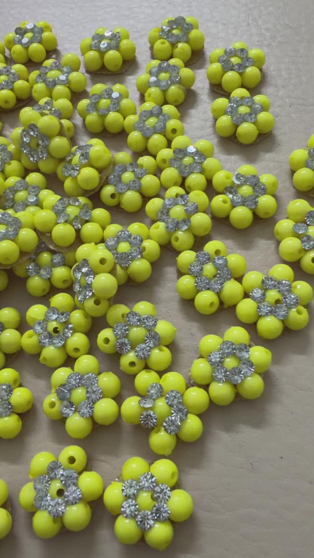 Yellow Rhinestone Flower Beaded Patches – Pack of 25