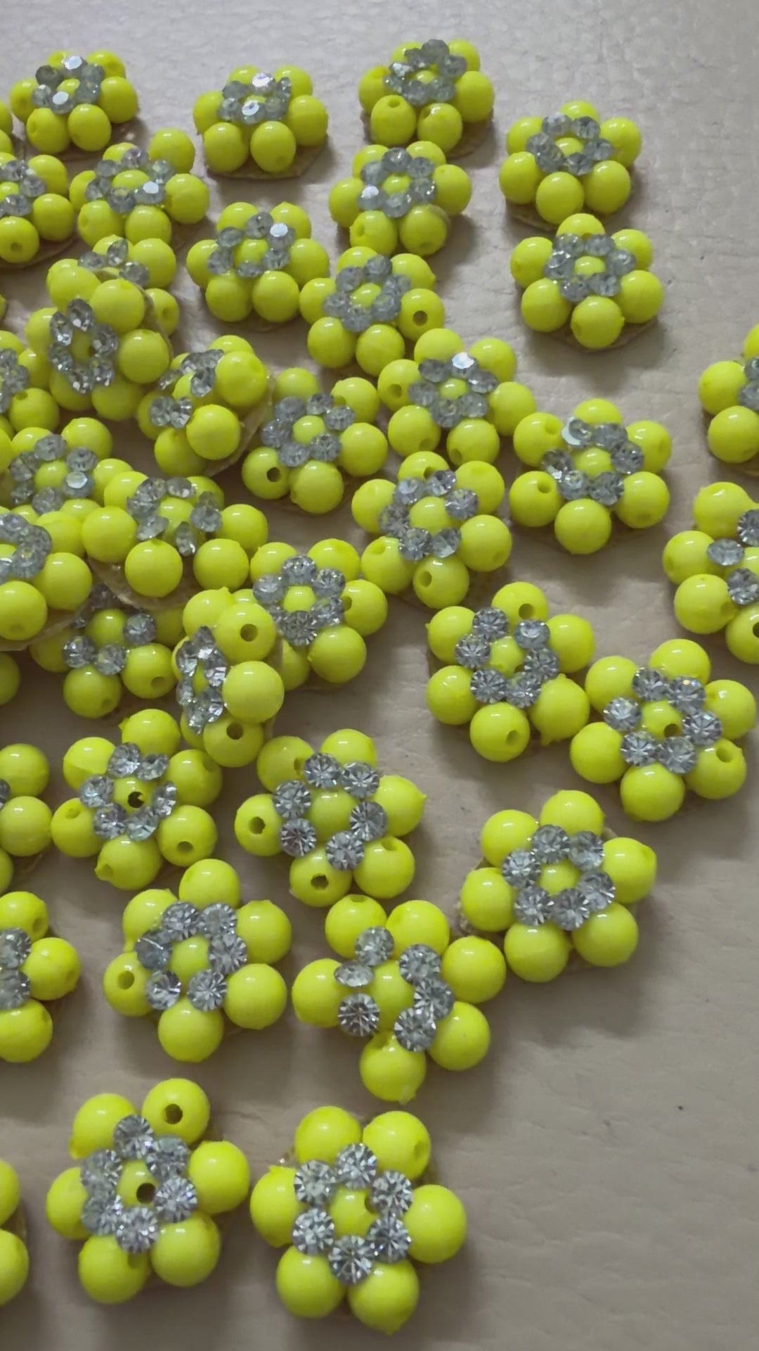 Yellow Rhinestone Flower Beaded Patches – Pack of 25