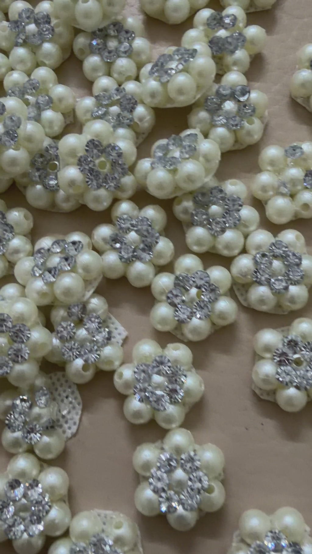 Pearl Floral Embellishments Flower Beaded Patches - Pack of 25