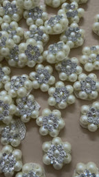 Pearl Floral Embellishments Flower Beaded Patches - Pack of 25