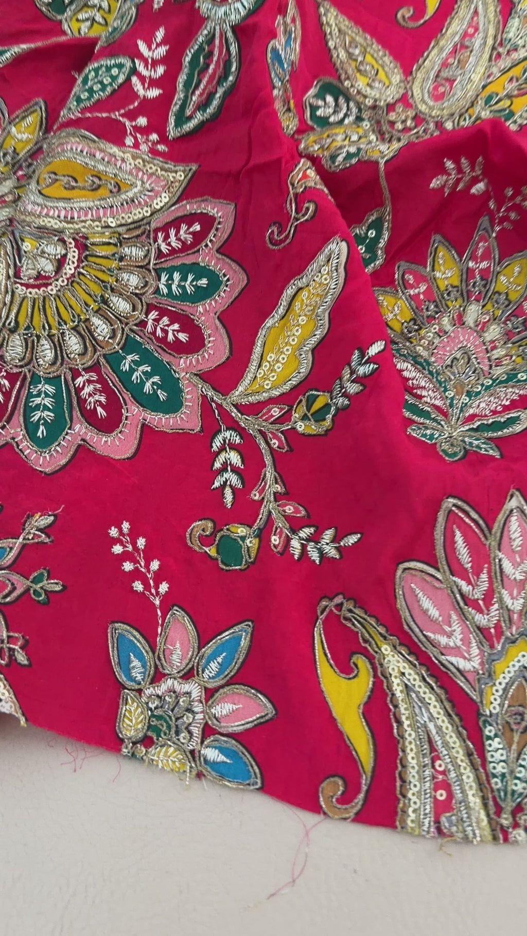 Pink  Dola Silk Embroidered Fabric – 44" Wide | By the Yard