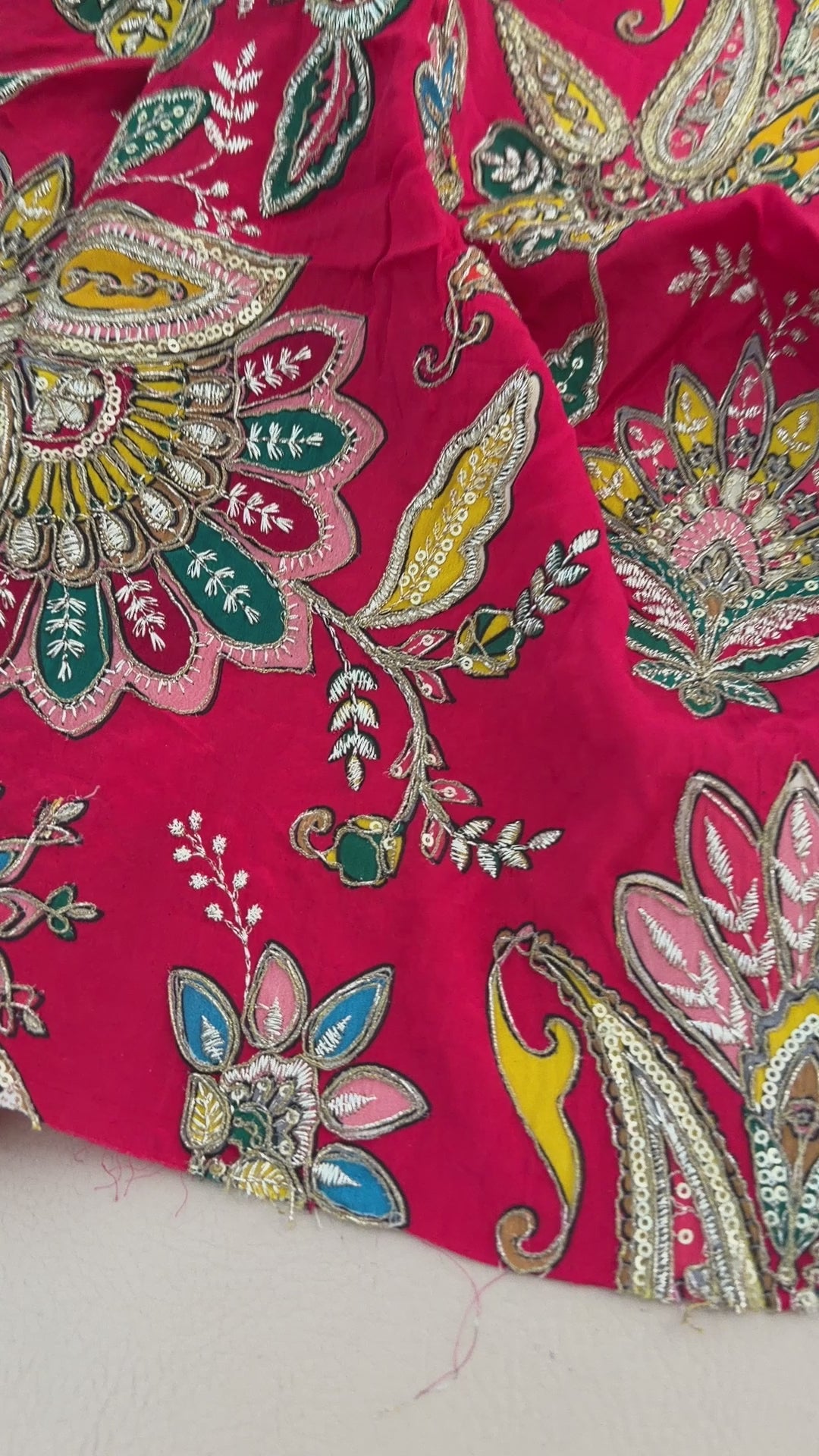 Pink  Dola Silk Embroidered Fabric – 44" Wide | By the Yard