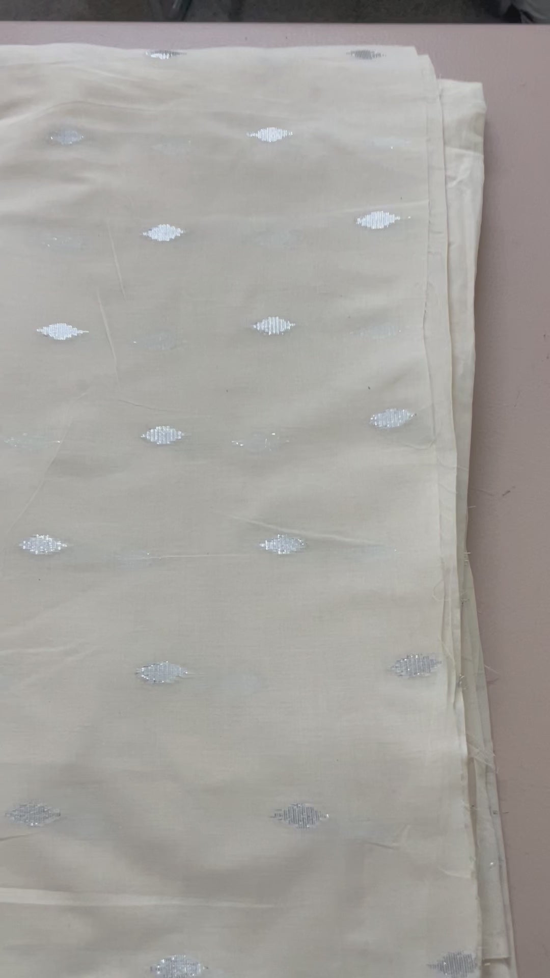 Silver Diamond Butis Cotton Blend Fabric by Yard