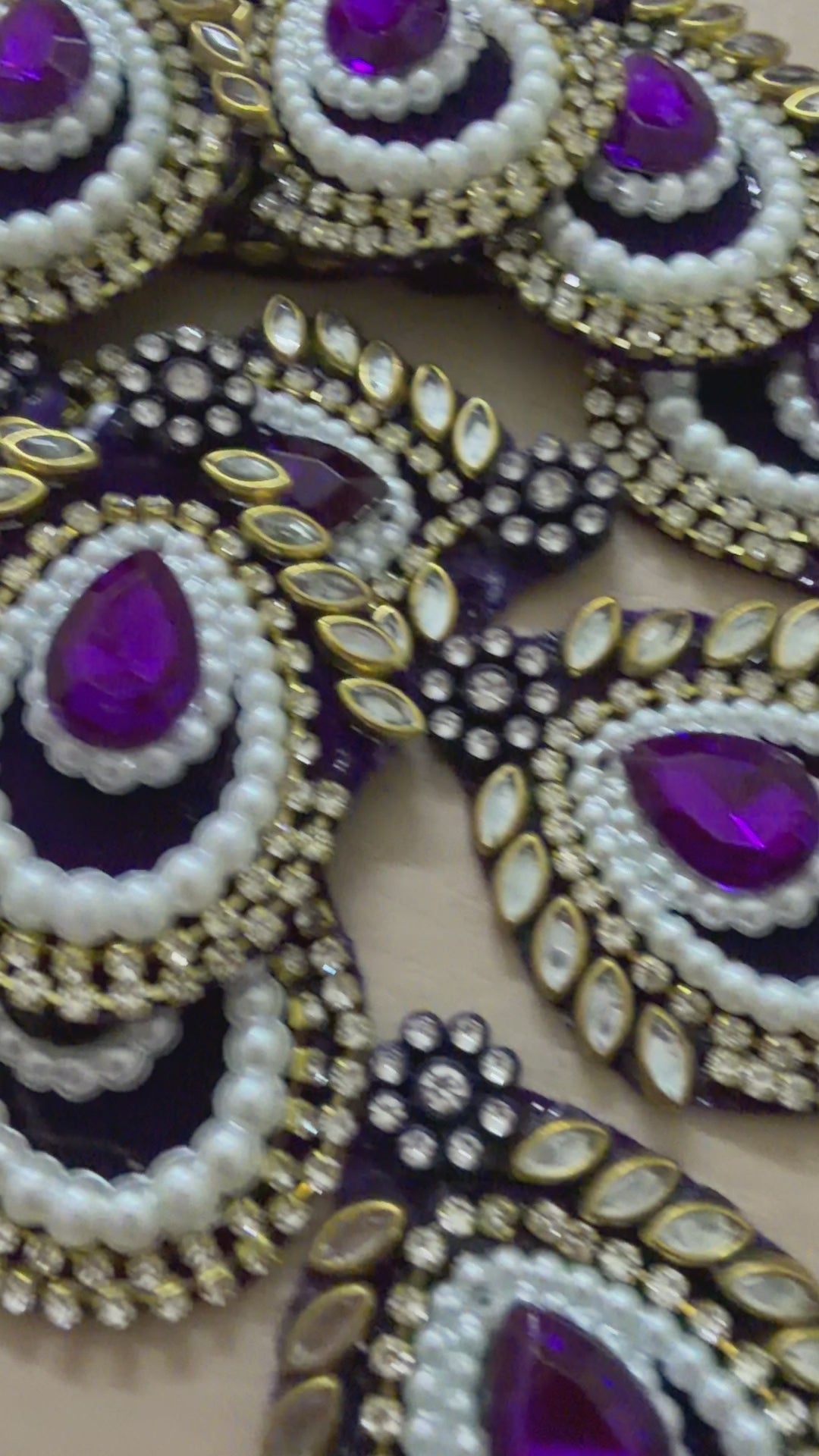 Purple Stone Beaded Rhinestone Applique Patches – Pack of 10