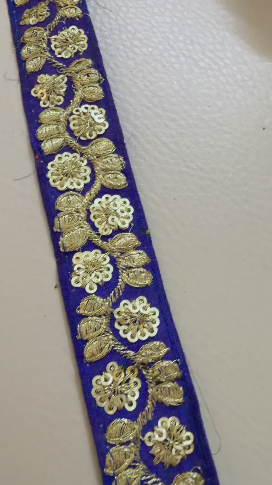 9 Yards Royal Cobalt Blue & Gold Sequin Floral Embroidery Lace.