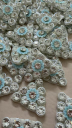 Light Blue Flower Triangle Rhinestone Patches – 20 Piece Bulk Appliqué Set