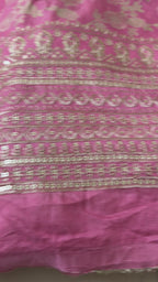 Dola Silk Embroidered Fabric | Dusty Pink Floral Brocade with Sequin Border