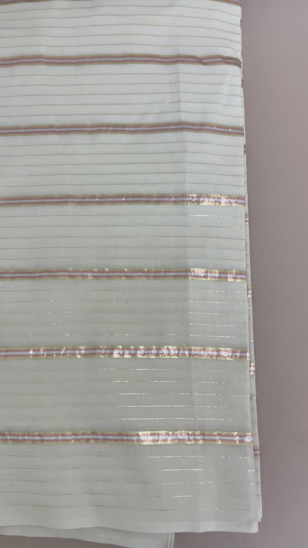 Fabric by Yard with Peach and Gold Lurex Stripes – Indian Craft Cotton