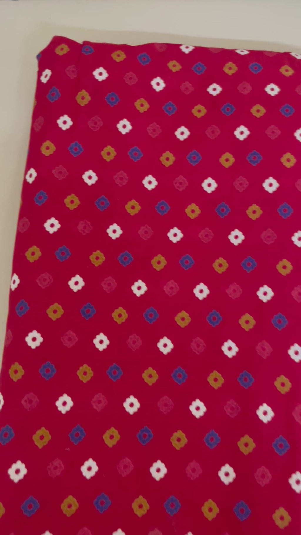 Red Indian Block Print Cotton Fabric by Yard Floral Motif - 42" Wide