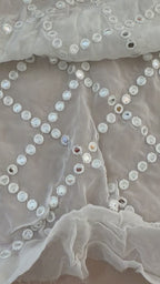 White Mirror Work Embroidered Fabric | 40" Wide
