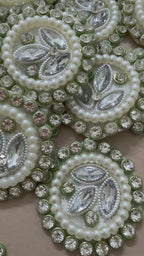 Pearl & Rhinestone Round Applique Patches - Pack of 10