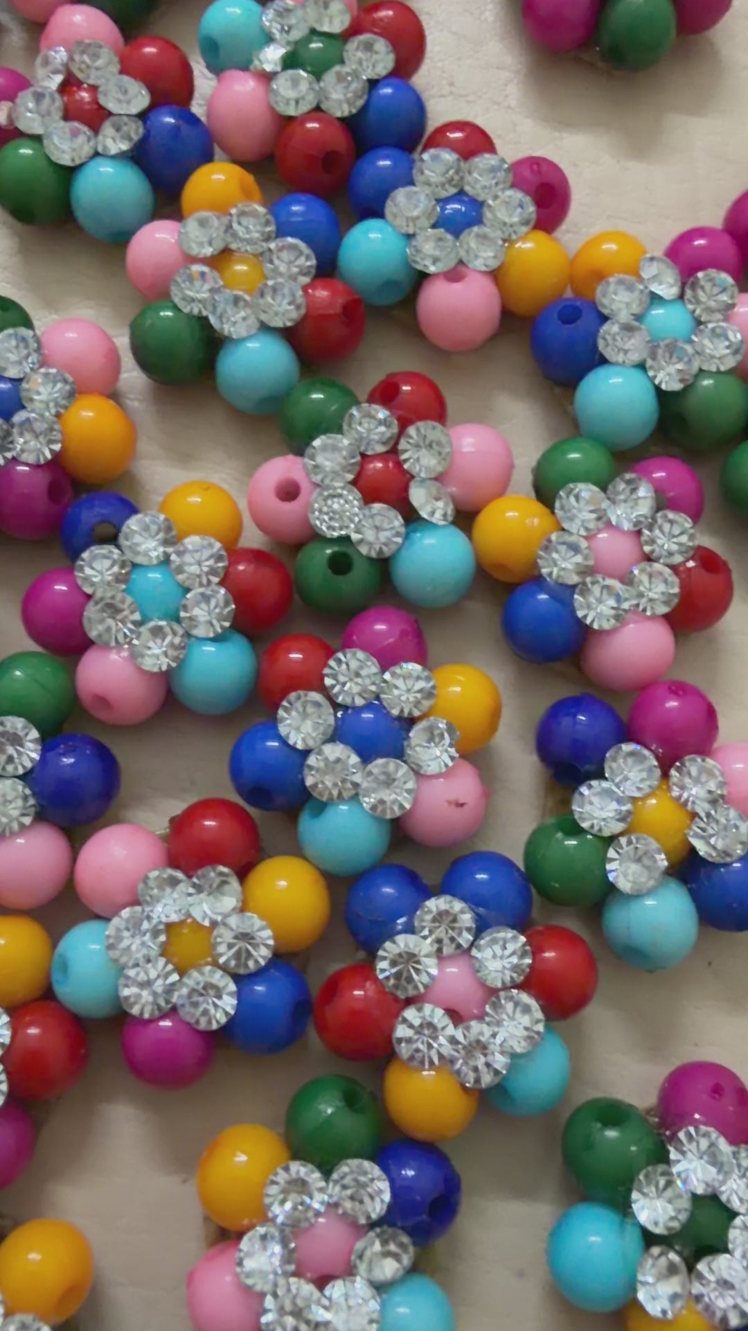 Rainbow Beaded Rhinestone Floral Patches - 25 Piece Bulk Pack