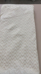 Fabric by Yard Premium Cotton with Beige Chevron Thread Embroidery
